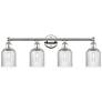 Edison Bridal Veil 4 Light 32" Bath Vanity Polished Nickel Seedy Shade
