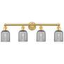 Edison Bridal Veil 4 Light 32" Bath Vanity Satin Gold Light Smoke Shade