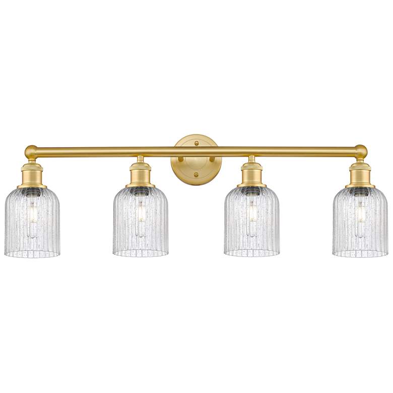 Image 1 Edison Bridal Veil 4 Light 32" Bath Vanity Satin Gold Seedy Shade