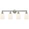 Edison Bridal Veil 4 Light 32" Bath Vanity Satin Nickel Gloss White Shade