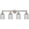 Edison Bridal Veil 4 Light 32" Bath Vanity Satin Nickel Light Smoke Shade