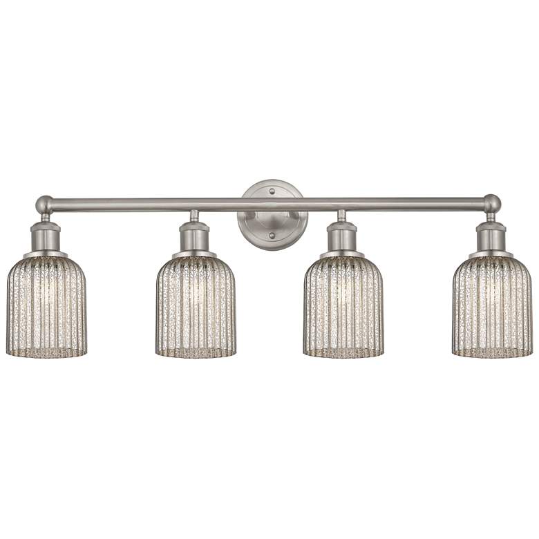 Image 1 Edison Bridal Veil 4 Light 32" Bath Vanity Satin Nickel Mercury Shade