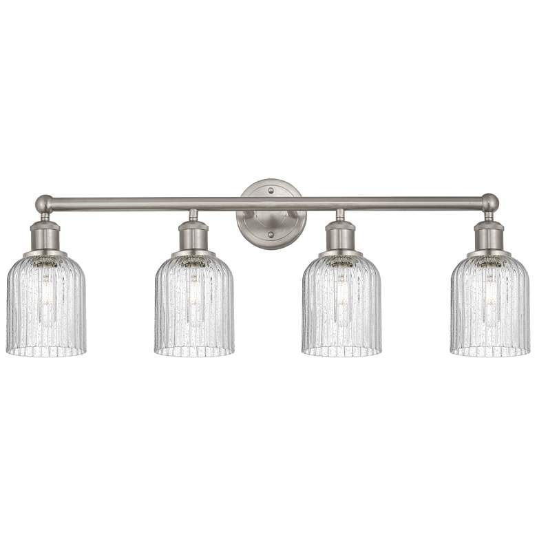 Image 1 Edison Bridal Veil 4 Light 32" Bath Vanity Satin Nickel Seedy Shade