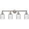 Edison Bridal Veil 4 Light 32" Bath Vanity Satin Nickel Seedy Shade