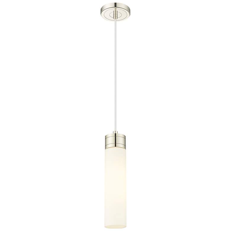 Image 1 Edison Bridal Veil 5" Cord Hung Mini Pendant Brushed Brass Gloss White