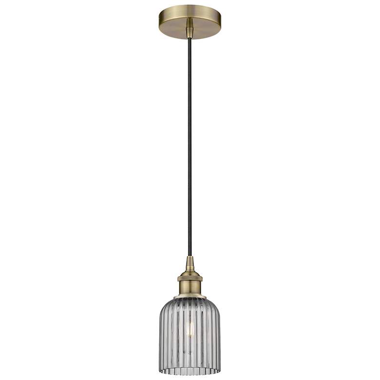 Image 1 Edison Bridal Veil 5" Cord Hung Mini Pendant Brushed Brass Princess Blue