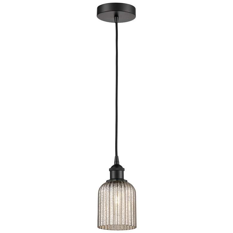 Image 1 Edison Bridal Veil 5" Cord Hung Mini Pendant Matte Black Light Smoke