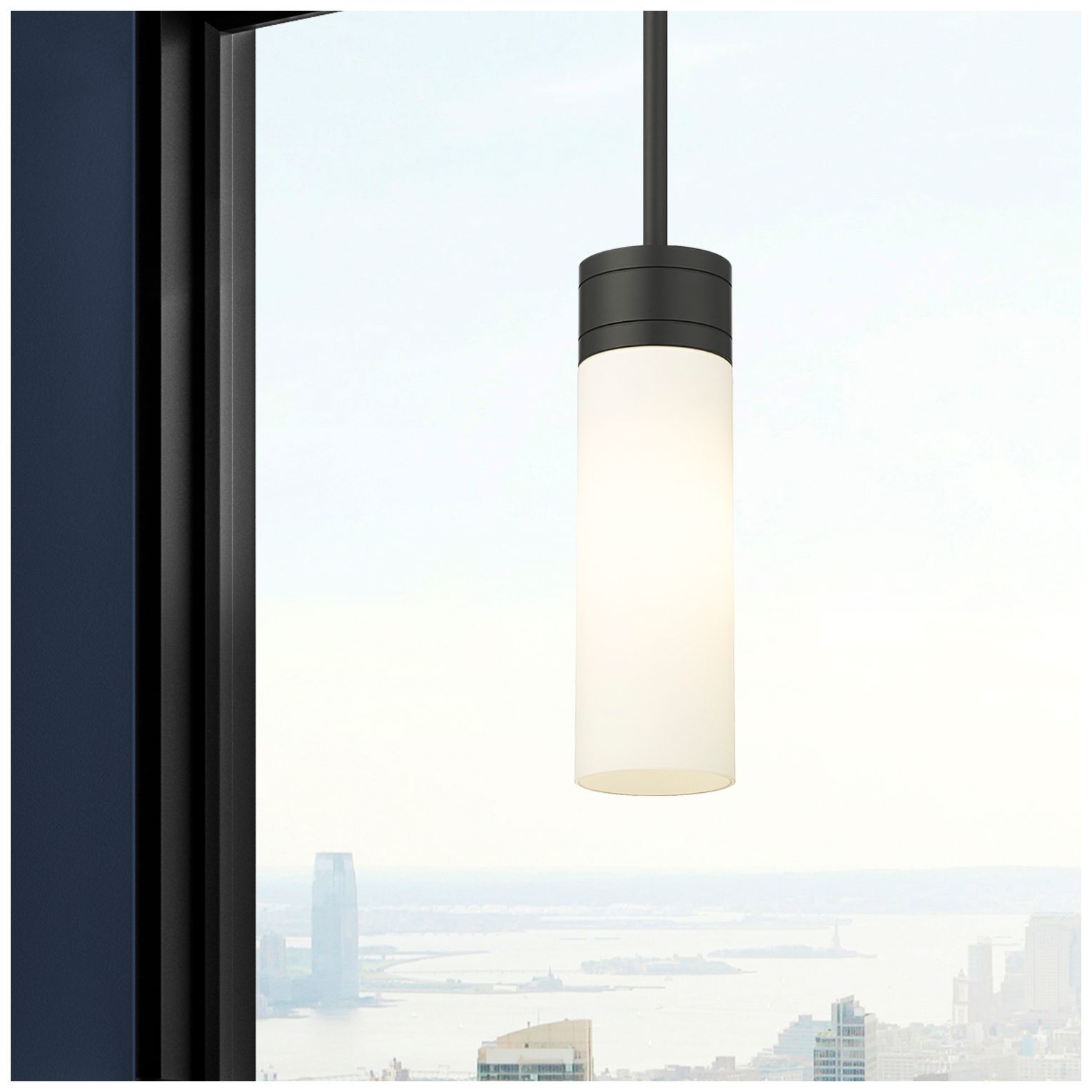 Image 3 Edison Bridal Veil 5" Cord Hung Mini Pendant Matte Black Princess Blue more views