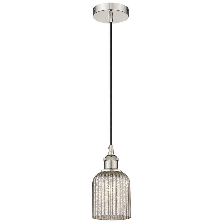 Image 1 Edison Bridal Veil 5" Cord Hung Mini Pendant Oil Rubbed Bronze Gloss White
