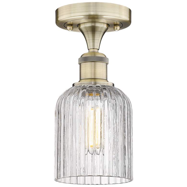 Image 1 Edison Bridal Veil 5" Wide Antique Brass Semi-Flush Mount With Clear S