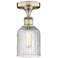 Edison Bridal Veil 5" Wide Antique Brass Semi-Flush Mount With Clear S