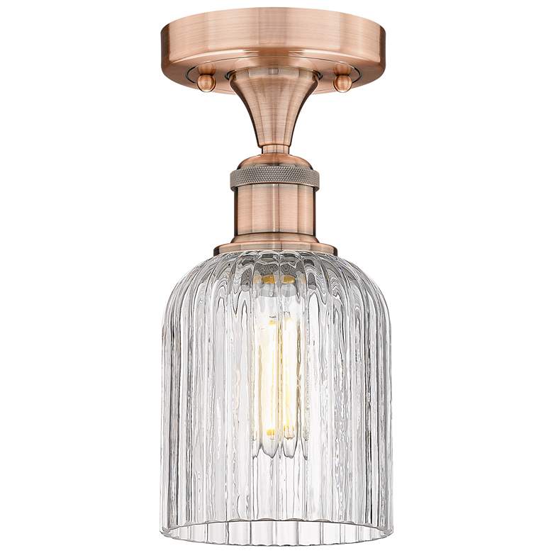 Image 1 Edison Bridal Veil 5" Wide Antique Copper Semi-Flush Mount With Clear