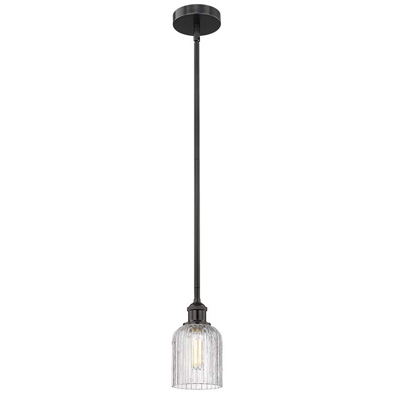 Image 1 Edison Bridal Veil 5" Wide Matte Black Stemmed Mini Pendant w/ Clear S