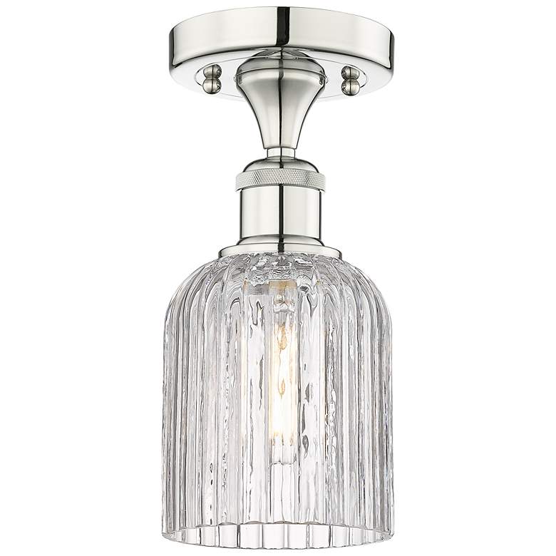 Image 1 Edison Bridal Veil 5" Wide Polished Nickel Semi-Flush Mount w/ Clear S