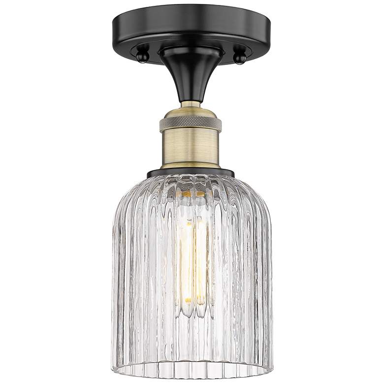 Image 1 Edison Bridal Veil 5"W Black Antique Brass Semi-Flush Mount w/ Clear S