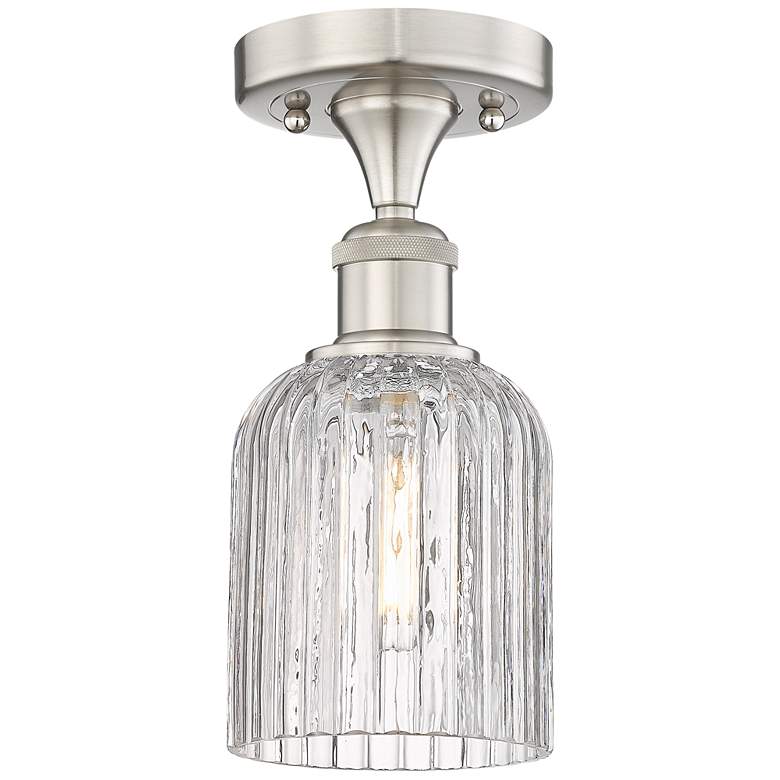 Image 1 Edison Bridal Veil 5"W Brushed Satin Nickel Semi-Flush Mount w/ Clear