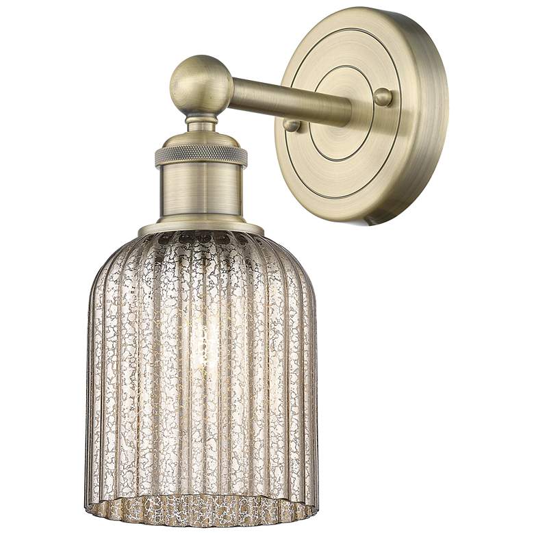 Image 1 Edison Bridal Veil 5" Sconce Antique Brass Finish Mercury Shade