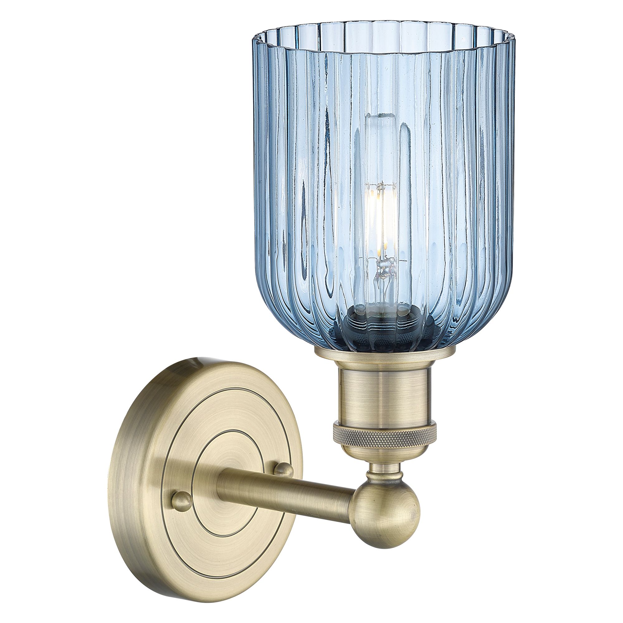 Image 2 Edison Bridal Veil 5" Sconce Antique Brass Finish Princess Blue Shade more views