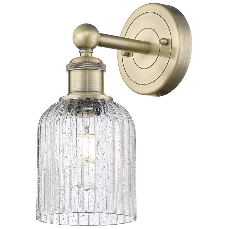 Image 1 Edison Bridal Veil 5" Sconce Antique Brass Finish Seedy Shade