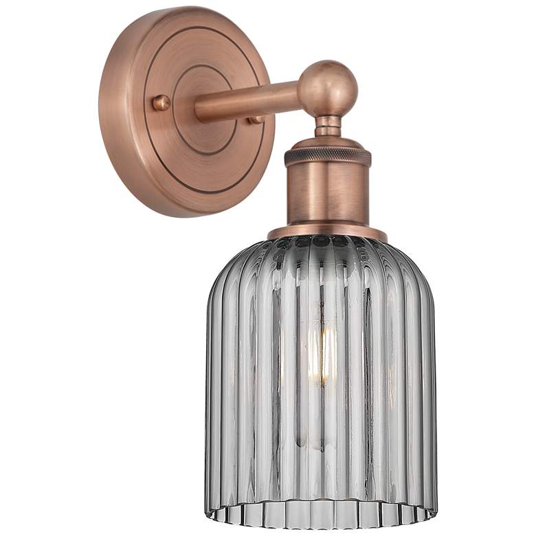 Image 1 Edison Bridal Veil 5" Sconce Antique Copper Finish Light Smoke Shade
