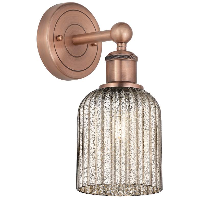 Image 1 Edison Bridal Veil 5" Sconce Antique Copper Finish Mercury Shade