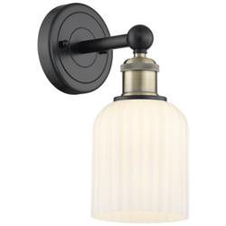 Edison Bridal Veil 5" Sconce Black Antique Brass Finish Gloss White Shade