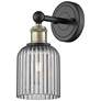 Edison Bridal Veil 5" Sconce Black Antique Brass Finish Light Smoke Shade