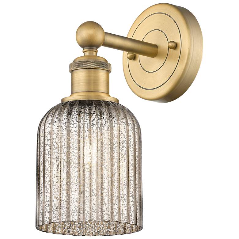 Image 1 Edison Bridal Veil 5" Sconce Brushed Brass Finish Mercury Shade