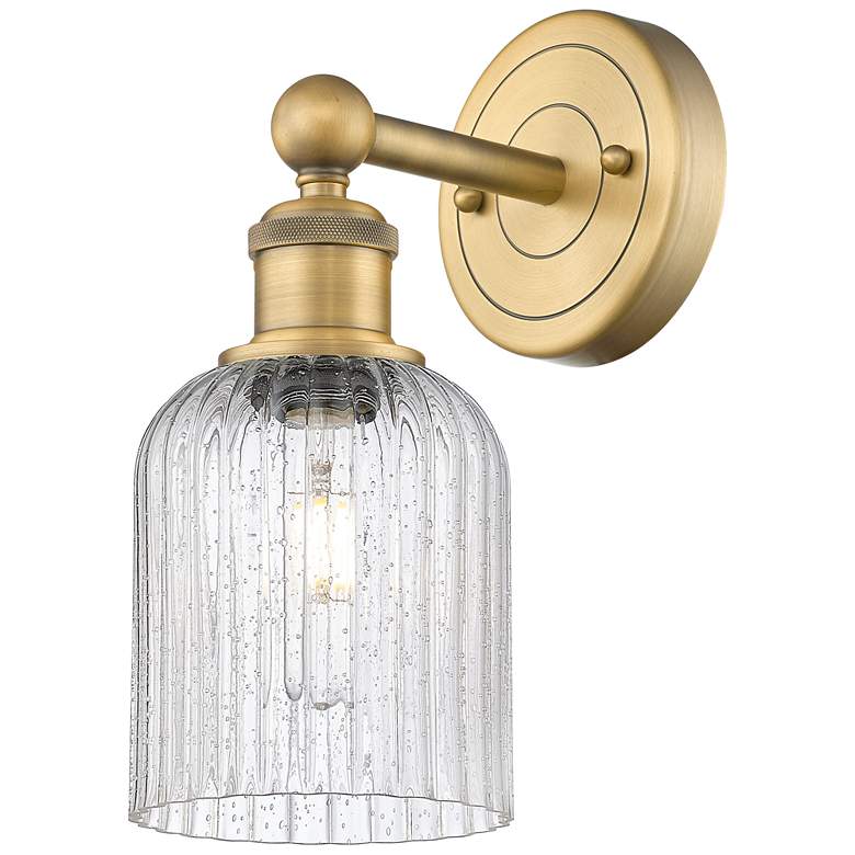 Image 1 Edison Bridal Veil 5" Sconce Brushed Brass Finish Seedy Shade