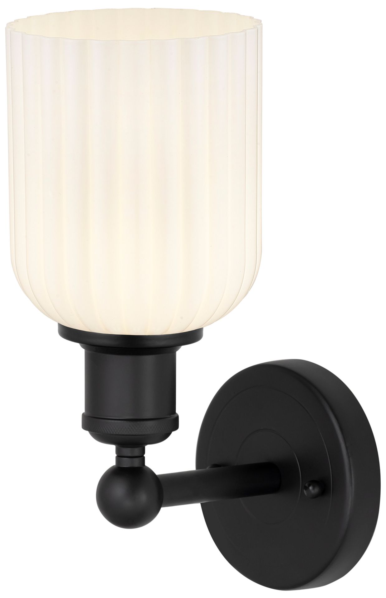 Image 2 Edison Bridal Veil 5" Sconce Matte Black Finish Gloss White Shade more views
