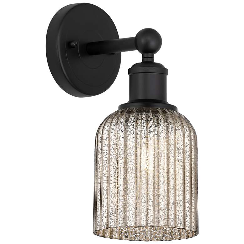 Image 1 Edison Bridal Veil 5" Sconce Matte Black Finish Mercury Shade