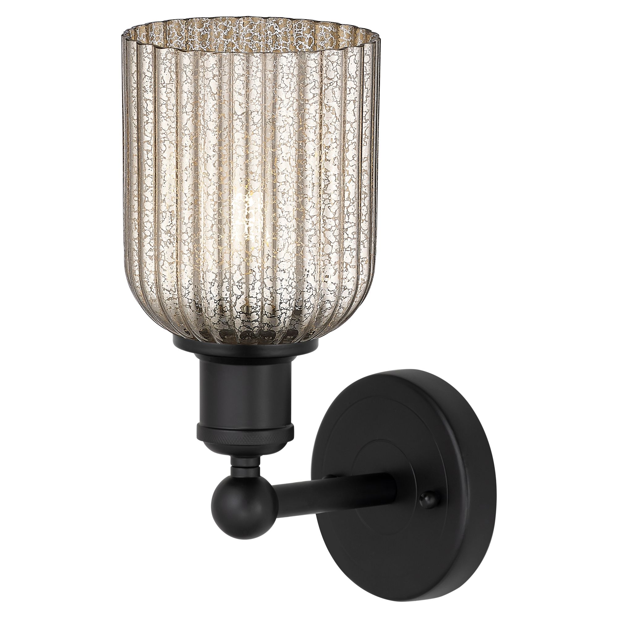 Image 2 Edison Bridal Veil 5" Sconce Matte Black Finish Mercury Shade more views