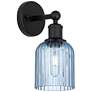 Edison Bridal Veil 5" Sconce Matte Black Finish Princess Blue Shade
