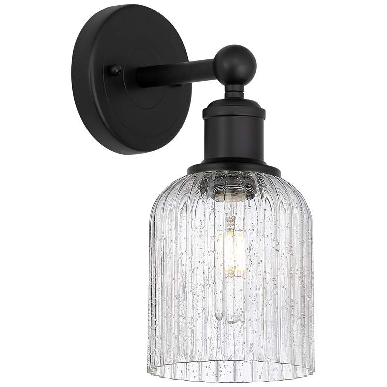 Image 1 Edison Bridal Veil 5" Sconce Matte Black Finish Seedy Shade