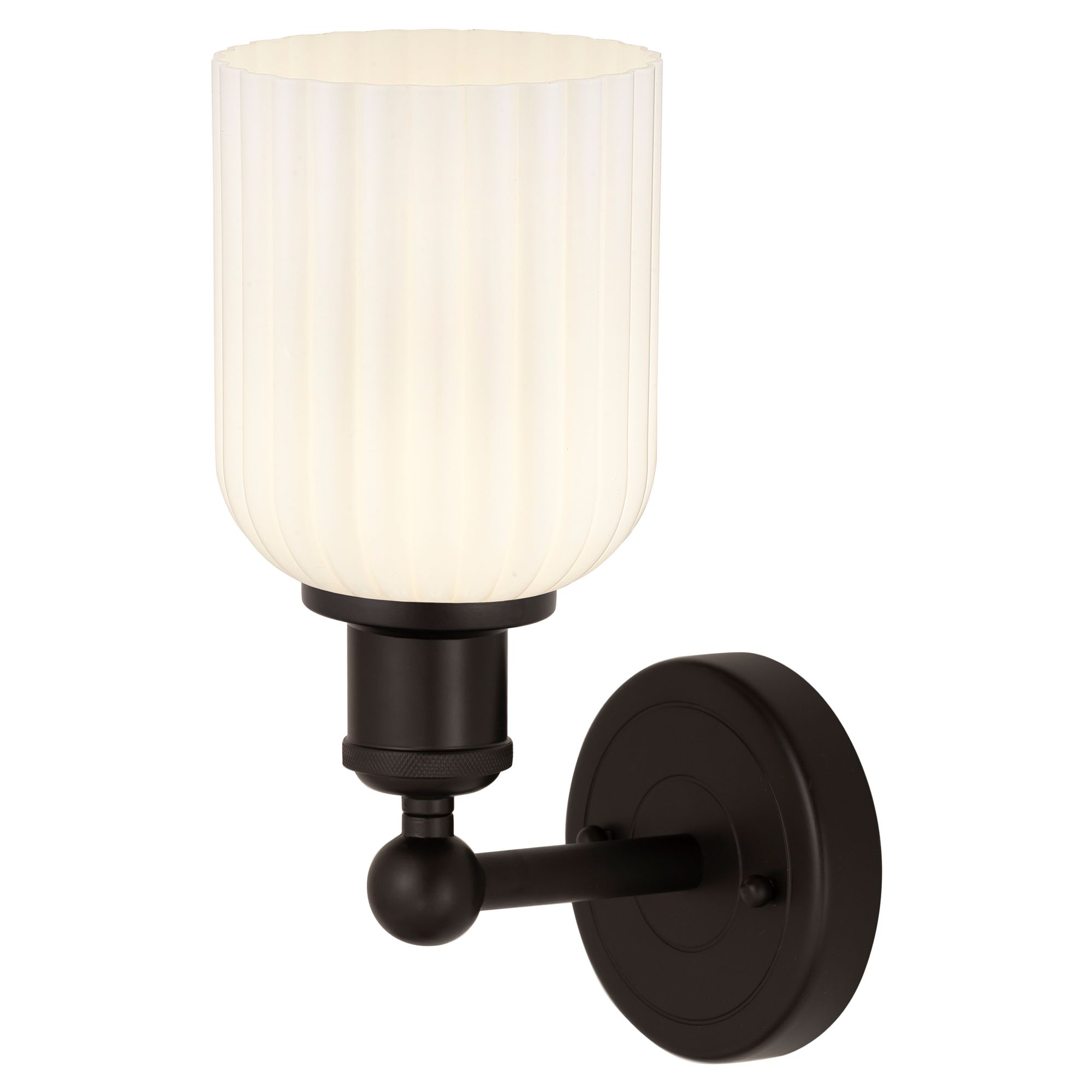 Image 2 Edison Bridal Veil 5" Sconce Oil Rubbed Bronze Finish Gloss White Shade more views