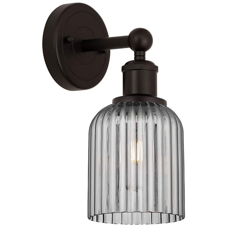 Image 1 Edison Bridal Veil 5" Sconce Oil Rubbed Bronze Finish Light Smoke Shade