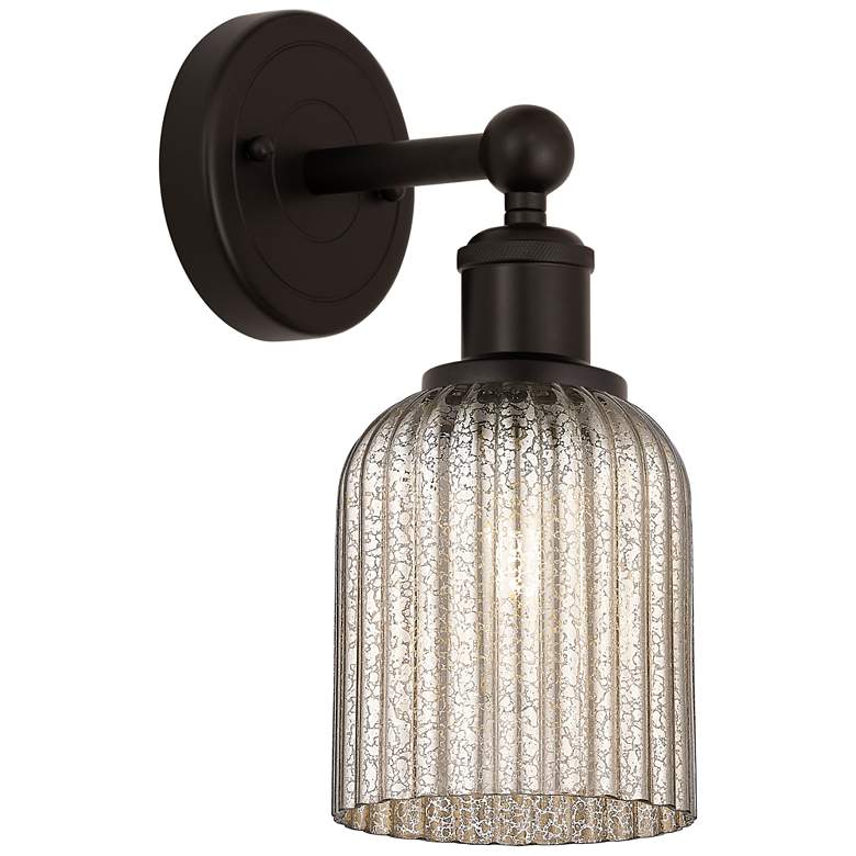Image 1 Edison Bridal Veil 5" Sconce Oil Rubbed Bronze Finish Mercury Shade