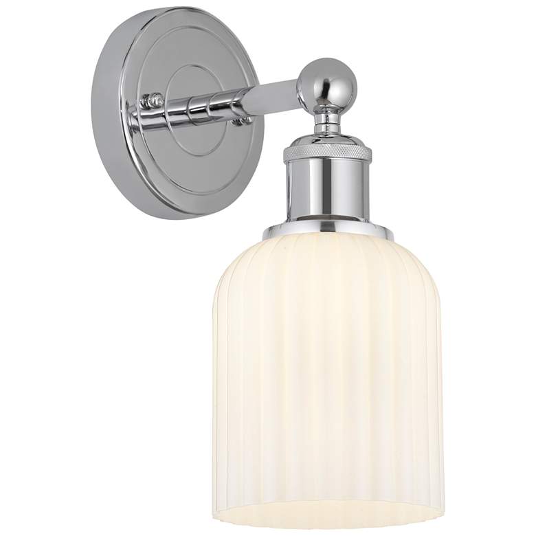 Image 1 Edison Bridal Veil 5" Sconce Polished Chrome Finish Gloss White Shade