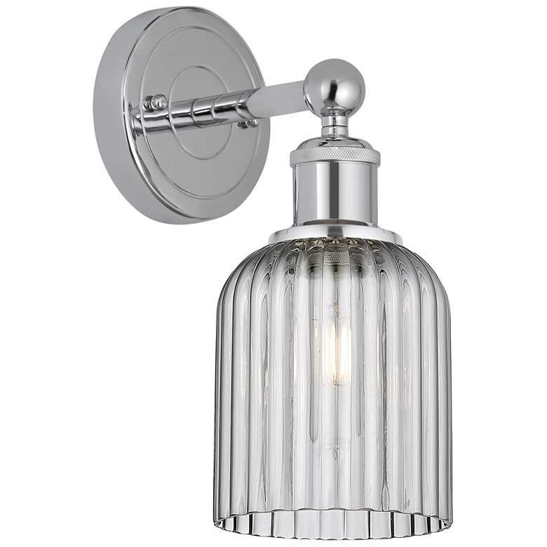 Image 1 Edison Bridal Veil 5" Sconce Polished Chrome Finish Light Smoke Shade