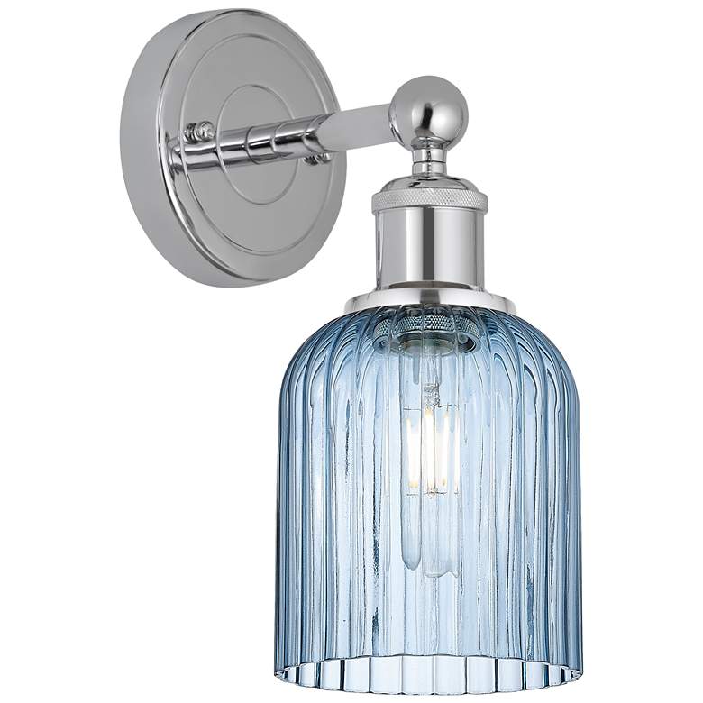 Image 1 Edison Bridal Veil 5" Sconce Polished Chrome Finish Princess Blue Shade