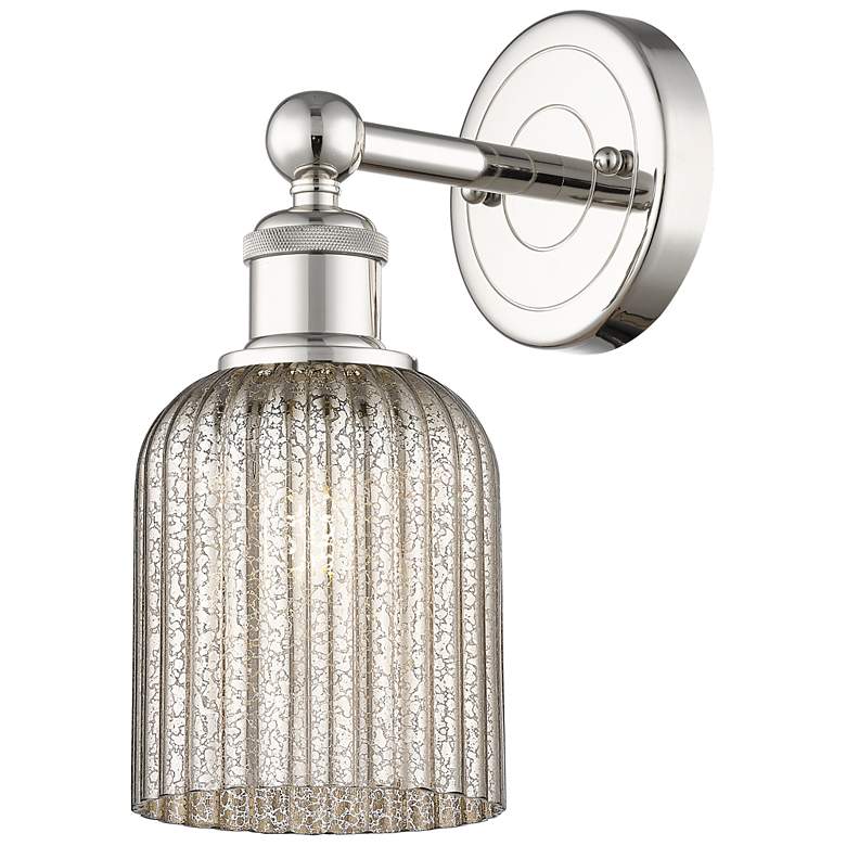 Image 1 Edison Bridal Veil 5" Sconce Polished Nickel Finish Mercury Shade