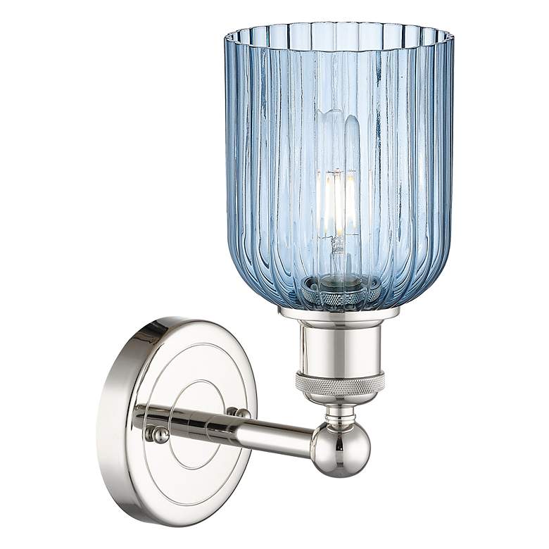 Image 2 Edison Bridal Veil 5" Sconce Polished Nickel Finish Princess Blue Shade more views