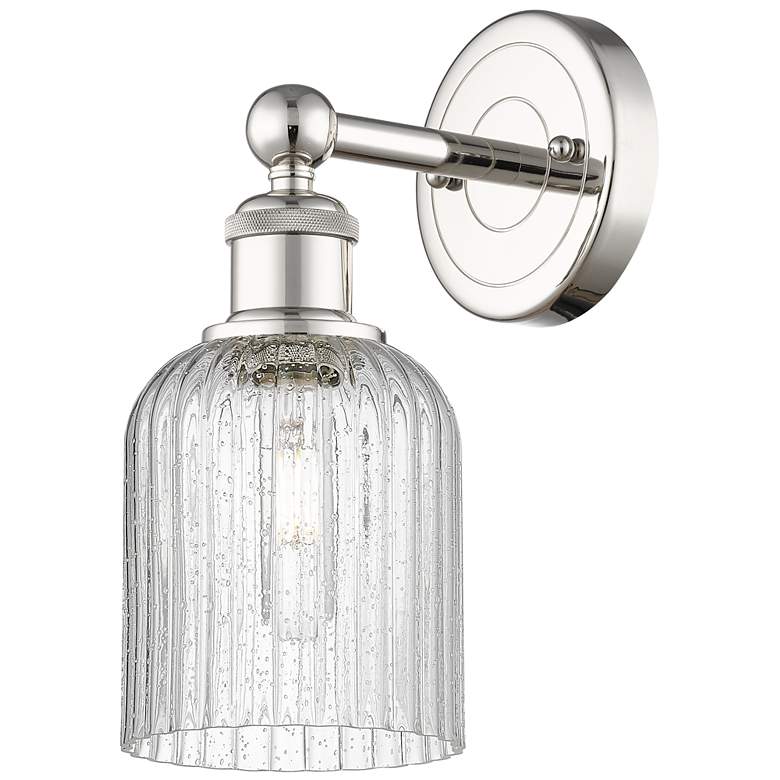 Image 1 Edison Bridal Veil 5" Sconce Polished Nickel Finish Seedy Shade