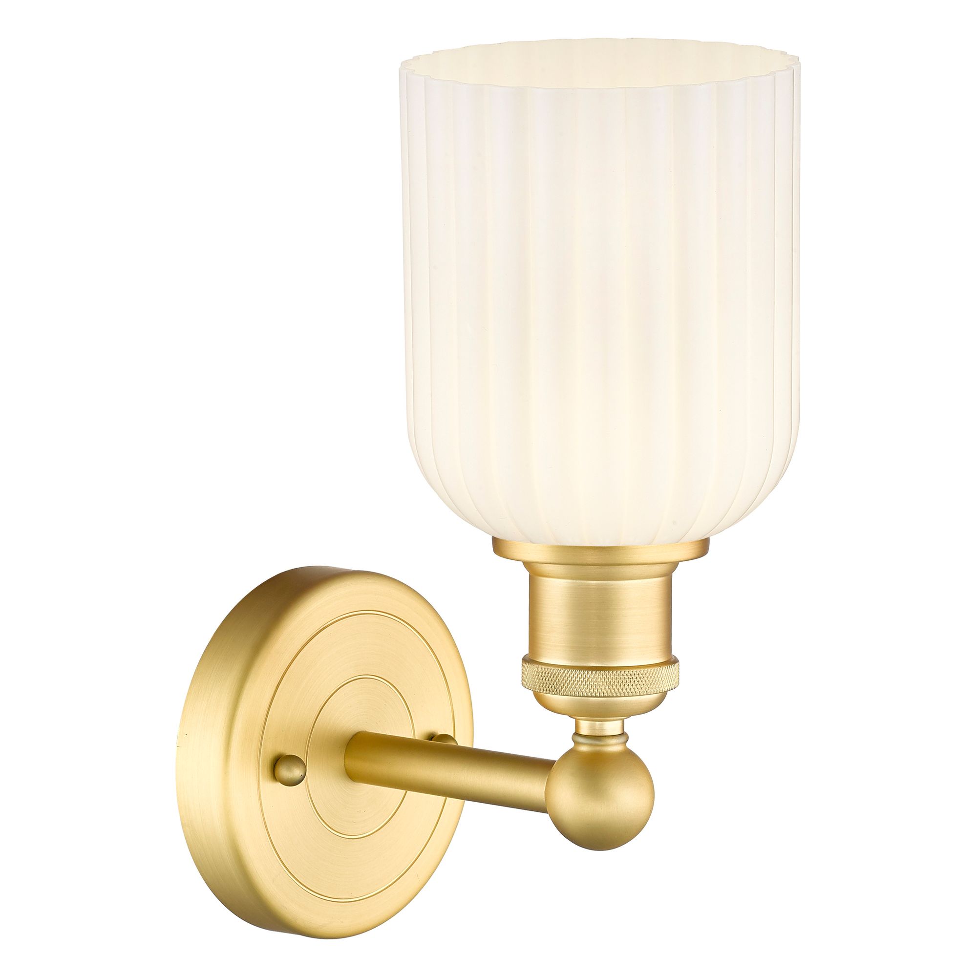 Image 2 Edison Bridal Veil 5" Sconce Satin Gold Finish Gloss White Shade more views