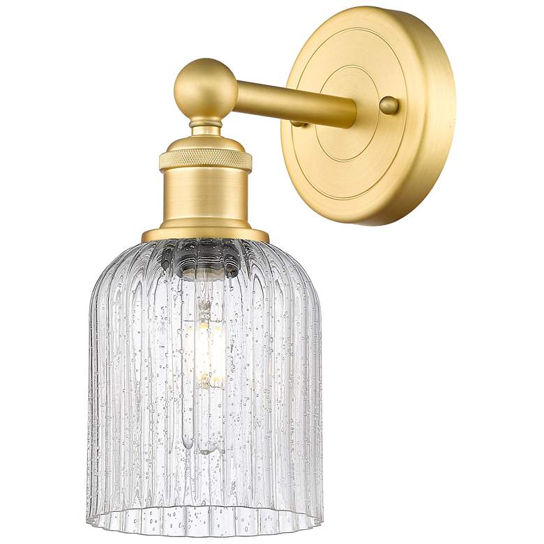 Image 1 Edison Bridal Veil 5" Sconce Satin Gold Finish Seedy Shade