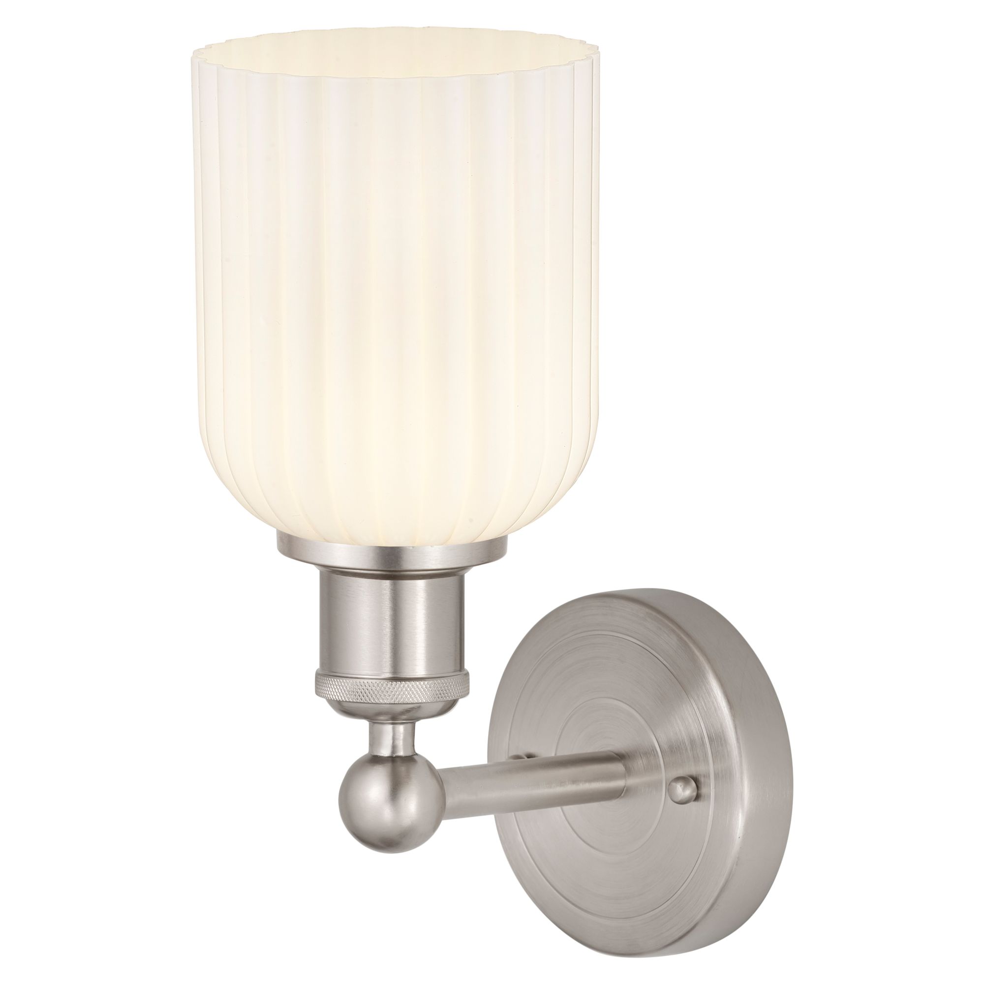 Image 2 Edison Bridal Veil 5" Sconce Satin Nickel Finish Gloss White Shade more views