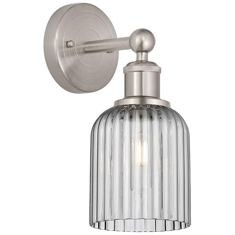 Image 1 Edison Bridal Veil 5" Sconce Satin Nickel Finish Light Smoke Shade