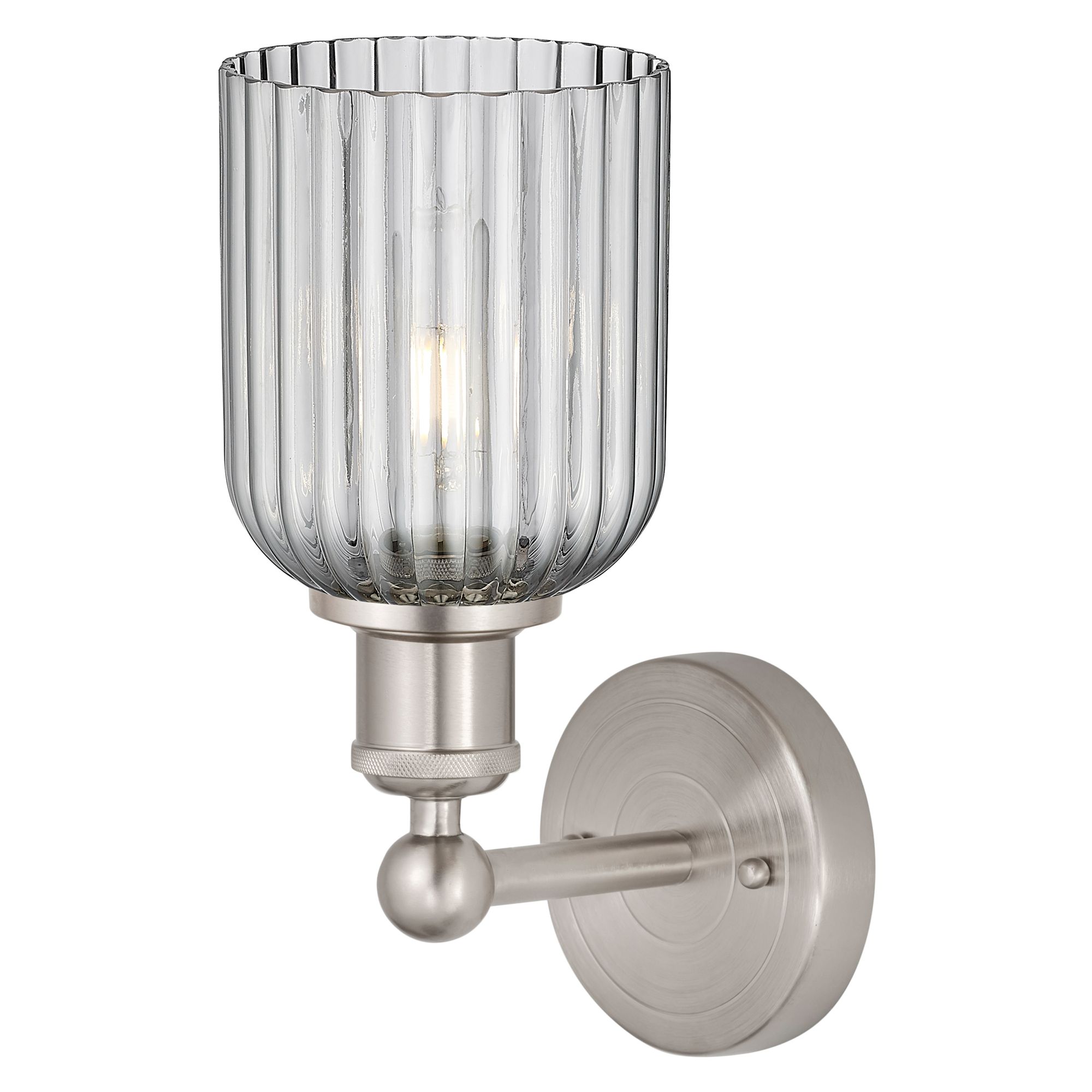 Image 2 Edison Bridal Veil 5" Sconce Satin Nickel Finish Light Smoke Shade more views