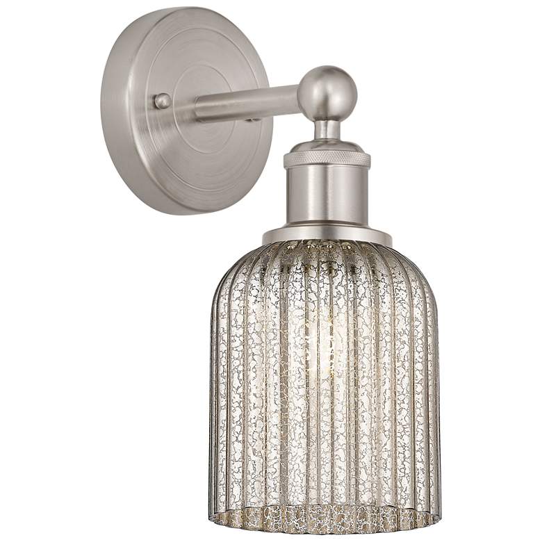Image 1 Edison Bridal Veil 5" Sconce Satin Nickel Finish Mercury Shade