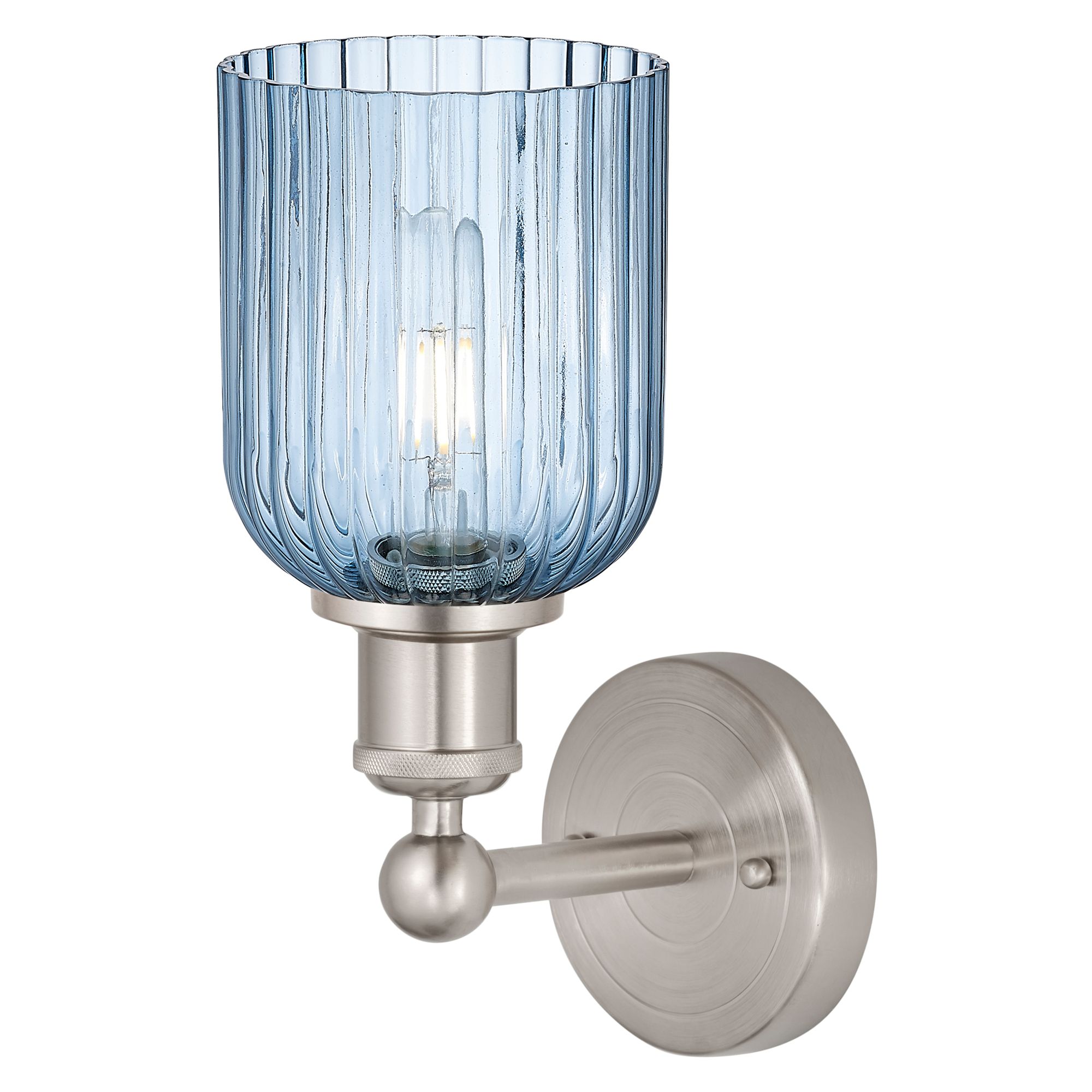 Image 2 Edison Bridal Veil 5" Sconce Satin Nickel Finish Princess Blue Shade more views